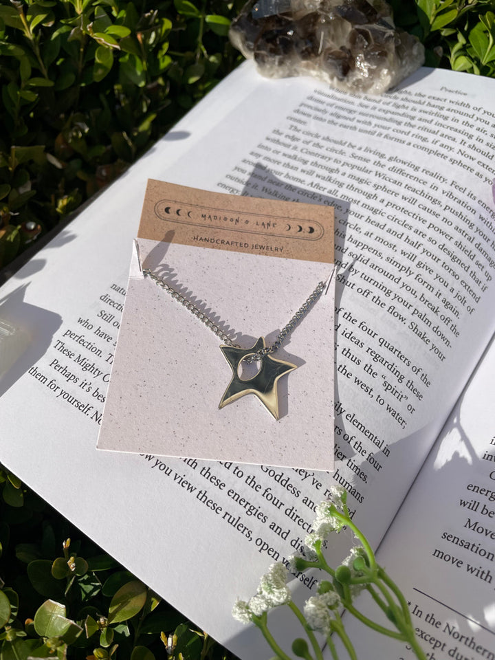 Large Star Silver Chain Necklace