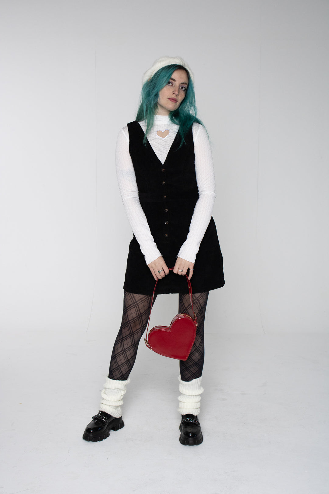 White Heart Cutout Long Sleeve Top